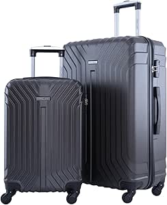 شنطة سفر خفيفة الوزن مصممة بهيكل صلب من مادة ABS بعجلات مع قفل للرجال والنساء قطعتين باراجون رمادي 20+28