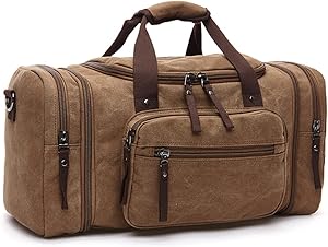 شنطة دفل قماشية للسفر سعة 55 لتر من الميكاكوز عطلة نهاية الاسبوع متعددة الوظائف وذات حجم كبير للرجال والنساء بني