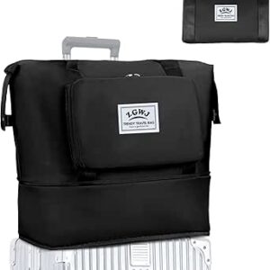 ZGWJ Travel Tote Bags, Expandable Overnight Weekender Bag for Women Foldable Carry-On