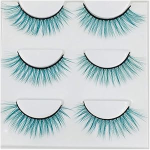 رموش صناعية للهالوين، 3 ازواج من الرموش الطويلة والسميكة والملونة، رموش صناعية ثلاثية الابعاد، رموش كبيرة قابلة لاعادة الاستخدام للحفلات والمهرجانات (اخضر)