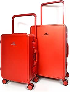 حقيبة سفر متينة للجنسين من Morano خفيفة الوزن باربع بعجلات دوارة مع قفل مدمج TSA 2-قطع مقاسات 20''-24'' إنش. أحمر مورانو