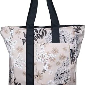 حقيبة كتف للنساء - حقيبة تسوق للبقالة قابلة لإعادة الاستخدام - قابلة للغسل للشاطئ للاستخدام اليومي في الهواء الطلق حقيبة للسيدات, بيج