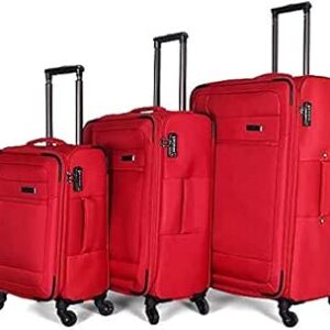 جيوردانو حقائب سفر بعجلات للجنسين 3 قطع ، احمر ، 163096، بولي كربونات (PC)