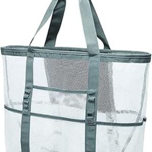 حقيبة شاطئ سوداء كبيرة شبكية كبيرة كبيرة حقيبة حمل الشاطئ متعددة الوظائف شبكة حمل حقيبة الشاطئ مع جيب جانبي سريع الجفاف شديدة التحمل