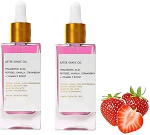 زيت ما بعد الحلاقة بالفراولة والفانيليا للنساء لبشرة ناعمة، زيت ما بعد الحلاقة - رائحة الفراولة والفانيليا، زيت ناعم حقا يقدم بعد الحلاقة، يمنع نمو الشعر والجفاف (قطعتين)