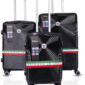 مجموعة شنط سفر كروز مكونة من 3 قطع من ام ان يو كيه | عربة بمقبض ناعم صلب مع منفذ USB وقفل تي اس ايه | عجلات مزدوجة 360 درجة | مقصورة - 20 انش، M - 24 انش، L - 28 انش | اسود