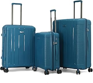 ترافيليتي مجموعة شنط بعجلات صلبة للجنسين من 3 قطع L 28-M 24-S 20 تناسب جميع الاذواق. (مجموعة من 3 قطع، ازرق)، بولي كربونات (PC) .