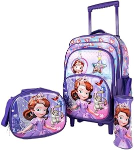 مجموعة شنط مدرسية بعجلات مقاس 18 انش مكونة من 3 قطع، صندوق غداء ومقلمة من 3 قطع، شنطة مدرسية بعجلات للبنات مقاس 18 انش، مجموعة من 3 قطع، صندوق غداء ومقلمة من 3 قطع، بوليستر