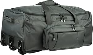 شنطة دفل للسفر بعجلات من ميرامراكس، شنط دفل دوارة كبيرة للغاية للانتشار العسكري التكتيكي والتخييم وعطلة نهاية الاسبوع والسفر والامتعة بعجلات للرياضة في الهواء الطلق، نايلون، رمادي