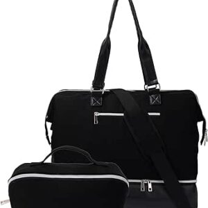 حقائب عطلة نهاية الاسبوع للنساء، شنطة سفر كبيرة للسفر طوال الليل مع جيب للحذاء