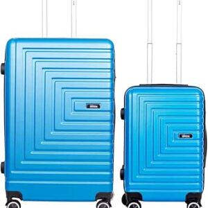 مجموعة شنط سفر للحج مكونة من قطعتين من ام ان يو كيه | عربة بمقبض ناعم صلب مع تسالوك | عجلات مزدوجة 360 درجة | مقصورة - 20 انش، L - 28 انش | ازرق