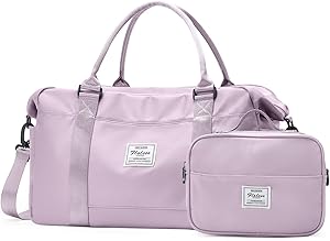 شنطة سفر للنساء لعطلة نهاية الاسبوع، شنطة دفل للسفر مع جيب للكمبيوتر، شنطة حمل طوال الليل مع حافظة بعجلات للسفر في عطلة نهاية الاسبوع ورحلات العمل، ارجواني، نايلون