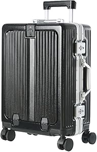 شنطة سفر محمولة بسعة كبيرة 24 انش من لينديس، عجلات عالمية 360 درجة، مع حامل جوال وخطافات وطبقة تخزين لابتوب بفتحة امامية (اسود)