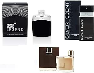 طقم مكون من 3 زجاجات عطر للرجال ليجيند مونت بلانك وبراون دانهيل وسيلفر سينت جاك بوجارت 100.0 مل