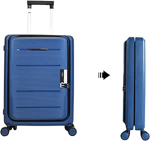 حقيبة سفر صغيرة للغاية قابلة للطي مع ABS + بولي كربونات صلبة مع 4 عجلات دوارة مزدوجة وقفل مع قفل تي اس ايه، ازرق، 38 لتر، حقيبة صلبة قابلة للتوسيع على عجلات تلسكوبية