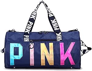 شنطة سفر بينك رياضية مقاومة للماء اللياقة البدنية مزينة بترتر الليزر كتف تخزين ازرق داكن البوليستر من دي بي، من دي بي بي