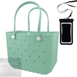 شنطة يد كبيرة توت مطاطية للشاطئ من فيستاو - محافظ مفتوحة متينة مقاومة للماء وقابلة للغسل مع جيب بسحاب وجيب للهاتف لقارب حمام السباحة