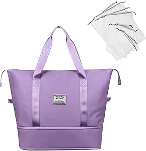 حقيبة سفر من القماش للنساء من ان بي باج، حقيبة حمل كبيرة قابلة للتوسيع لعطلة نهاية الاسبوع، حقيبة تمرين لصالة الالعاب الرياضية، حقيبة للامهات في المستشفى من اجل الولادة, ارجواني فاتح، البوليستر