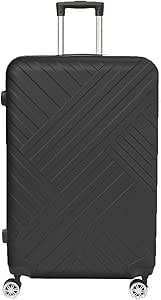 شنطة سفر متينة خفيفة الوزن لحمل 8 كغم من مادة ABS مع 4 عجلات دوارة (20 انش 51 سم، اسود)، أكريلونيتريل بوتادين ستايرين (ABS)