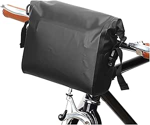 حقيبة zlw-shop مقاومة للماء للدراجات الهوائية ذات إغلاق علوي حقيبة سوداء ذات سعة كبيرة حقيبة أمامية مع حزام كتف قابل للتعديل ملحقات MTB (اللون: أسود)