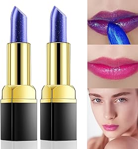 ريفير دايري قلم مكياج لنفخ الشفاه - احمر شفاه ازرق يتغير الى لون زهري ملمع مرطب ومقاوم للماء ويدوم طويلا للنساء من لابياليس ماجيكوس عبوة قطعتين