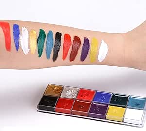 زيت طلاء الوجه من اف ام كيو شوب، 12 لون/مجموعة من صبغات الجسم الفنية للحفلات التنكرية