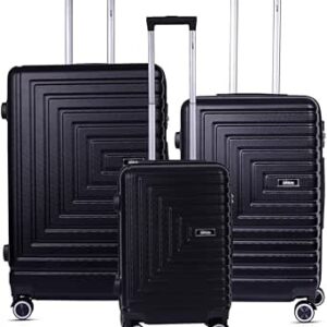 مجموعة شنط سفر للحج مكونة من 3 قطع من ام ان يو كيه | عربة بمقبض ناعم صلب مع قفل تي اس ايه | عجلات مزدوجة 360 درجة | مقصورة - 20 انش، M - 24 انش، L - 28 انش | اسود