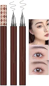 قلم حواجب سائل فائق النعومة يدوم طويلا بدون دوار لصنع شعر طبيعي للحواجب من كوفوز، عبوة من قطعتين (بني ورمادي)