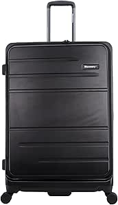 ديسكفري شنطة سفر كبيرة بجوانب صلبة من باترول مصنوعة البولي كربونات 100% متينة وخفيفة الوزن للغاية وقابلة للتوسيع و4 عجلات مزدوجة بعجلات بقفل تي اس ايه اسود 71 سم/28 انش رصاصي