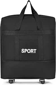 حقيبة سفر قابلة للتوسيع من وينفينج، حقيبة سفر بعجلات قابلة للطي مناسبة للسفر والعمل، اوكسفورد، أسود