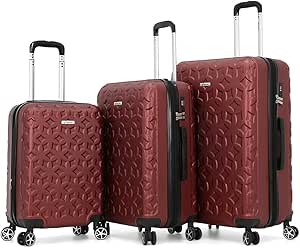 ديليكسي طقم شنط بعجلات صلبة للجنسين من 3 قطع، مقاس L 28-M 24-S 20 (احمر)، بولي كربونات (PC)، من DILIXI