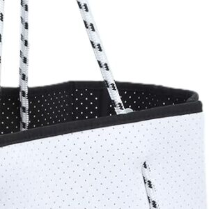 حقيبة الشاطئ YcdmgxgWomens ، مريحة محمولة ومتحملة من النيوبرين حقيبة شاطئ عملية ومريحة لمكتب استوديو السفر الأسرة (أبيض)