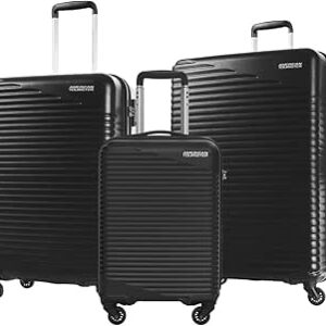 اميركان توريستر شنطة سفر بعجلات دوارة صلبة من سكاي بارك مجموعة 3 قطع مقاس 55 68 78 سم لون اسود بولي بروبيلين PP