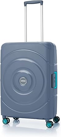 حقيبة سفر صلبة سيركوريتي بعجلات دوارة مقاس 55 سم مع قفل تي اس ايه من اميركان توريستر - رمادي