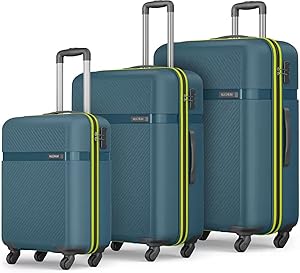 سفاري مجموعة من 3 قطع 56 و67 و77 سم - مجموعة شنط سفر بجوانب صلبة من البولي بروبيلين مقاس S وM وL / مجموعة شنط سفر / شنطة بعجلات (ازرق M)