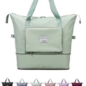 كول بيبي شنطة دفل مطورة قابلة للطي بسعة كبيرة، شنطة سفر محمولة، خفيفة الوزن، مقاومة للماء، قماش اكسفورد للرياضة وصالة الالعاب الرياضية والعطلات، اخضر، عصرية