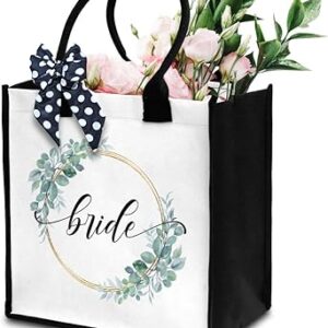 شنطة يد كبيرة توت للعروس للنساء، شنطة يد كبيرة توت قماشية لحفلات الزفاف وحفلات توديع العزوبية مع شريط، شنطة يد كبيرة توت للعروس وشهر العسل والاصدقاء - 10