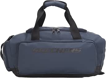 شنطة دفل بلون كحلي من سكيتشرز، شنطة صالة الالعاب الرياضية واسعة وانيقة للجنسين مع مساحات تخزين متعددة، خامة متينة، واشرطة قابلة للتعديل، مثالية للتمارين ورحلات نهاية الاسبوع، نايلون