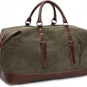 فور جادن شنطة دفل للسفر وعطلة نهاية الاسبوع من القماش بسعة 40 لتر مع حزام كتف قابل للفصل، لون اخضر عسكري، مقاس L، شنطة دفل للسفر