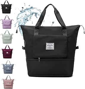 شنطة سفر قابلة للطي بسعة كبيرة من زيتاو، شنطة دفل للسفر قابلة للطي للجنسين خفيفة الوزن من قماش اكسفورد مقاومة للماء، شنطة يد/شنط كتف، اسود