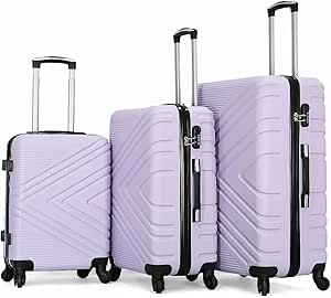 جيوردانو طقم شنط سفر للجنسين 136/3TR L 28-M 24-S 20 بنفسجي فاتح، بولي كربونات (PC)