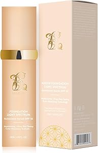 كريم اساس 4 في 1 من ازوني - طيف فاتح/متوسط يحاكي لون البشرة المتغير كونسيلر مرطب بتغطية كاملة مع عامل حماية الشمس 50 يدوم طويلا ومقاوم للماء