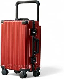 شنطة امتعة بمقبض عريض باطار من الالومنيوم من زابي | مقبض عريض وجوانب صلبة ومتوسطة الحجم مع عجلات دوارة 360 درجة لسهولة الحركة، احمر، حمل 20 انش، مقبض عريض باطار من الالومنيوم