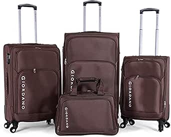 مجموعة حقائب سفر سوفت شيل مكونة من 4 قطع للجنسين باربع عجلات بلون بني جيوردانو