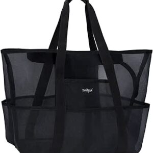 زوكسنوكس شنطة شاطئ عائلية مقاس XXL، شنطة شاطئ مع سحاب، شنطة سباحة كبيرة قابلة للطي وخفيفة الوزن، للتسوق والعطلات الصيفية والشاطئ