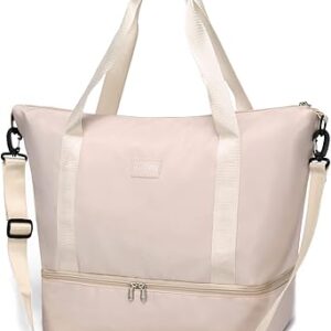 شنطة دفل للسفر للنساء، حقائب عطلة نهاية الاسبوع مع جيب للحذاء، شنطة دفل محمولة للرياضة وصالة الالعاب الرياضية