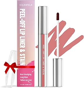 قلم تحديد شفاه قابل للتقشير من سيلوفلر، تاتو يدوم طويلا مع ملقط، أحمر شفاه قابل للتقشير بلمسة نهائية غير لامعة، يدوم طويلا، مقاوم للماء، مقاوم للانتقال، لون عالي الصبغة (نود بينك)
