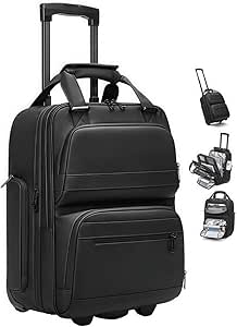 سكاي كير شنطة ظهر للاب توب بعجلات دوارة متعددة الوظائف متعددة الوظائف 18 انش خفيفة الوزن مع عجلات ناعمة للسفر والعمل (اسود)