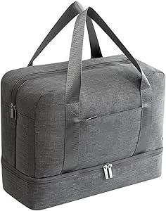 شنط عطلة نهاية الاسبوع، شنطة سفر مقاومة للماء بسعة كبيرة مزدوجة الطبقات للشاطئ، شنط دفل محمولة حقائب مكعبة التعبئة (اللون: رمادي)