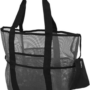 شنطة شاطئ شبكية كبيرة بسحاب وجيوب شنطة توت كبيرة توت لتخزين المكياج وتخزين الملابس